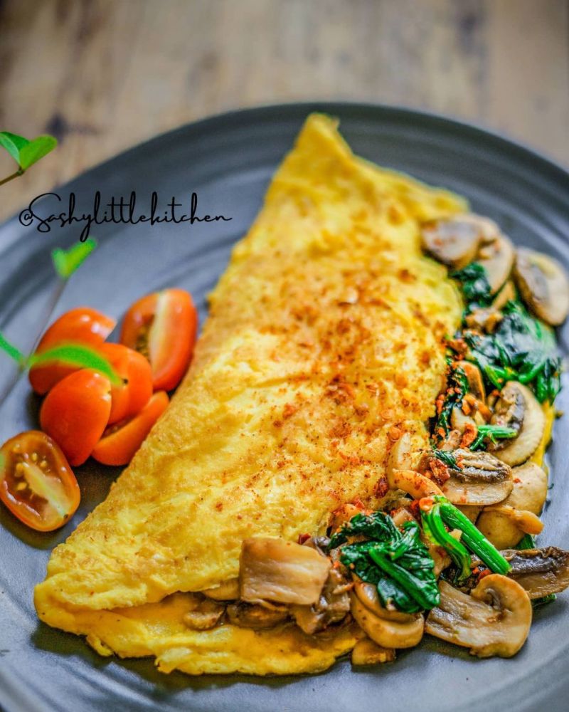 omelet-jamur-dan bayam